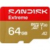 Карта пам'яті SanDisk 64GB microSDXC C10 UHS-I U3 A2 V30 R170/W80MB/s Extreme GO (SDSQXGN-064G-GN6MN)