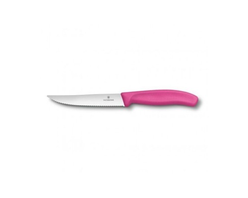 Кухонний ніж Victorinox SwissClassic для стейка 12 см, волнистое лезвие, розовый (6.7936.12L5)