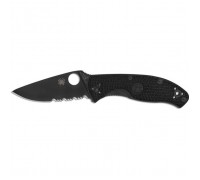 Ніж Spyderco Tenacious Black Blade Lightweight полусеррейтор (C122PSBBK)