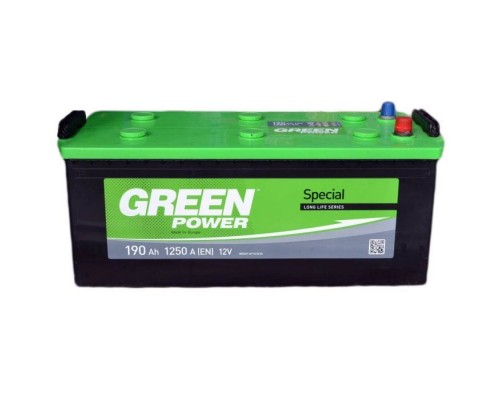 Акумулятор автомобільний GREEN POWER 190Ah збоку (+/-) (000022357)