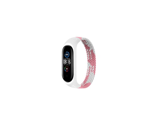 Ремінець до фітнес браслета BeCover Elastic Nylon Style для Xiaomi Mi Smart Band 5/6 (Size S) Pink-White (706142)