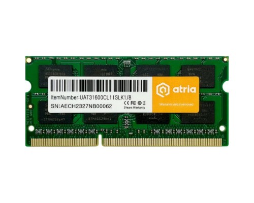 Модуль пам'яті для ноутбука SoDIMM DDR3 8GB 1600 MHz ATRIA (UAT31600CL11SLK1/8)
