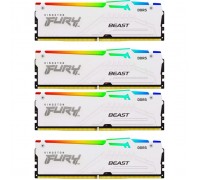 Модуль пам'яті для комп'ютера DDR5 128GB (4x32GB) 5600 MHz FURY Beast RGB White Kingston Fury (ex.HyperX) (KF556C40BWAK4-128)