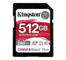 Карта пам'яті Kingston 512GB SDXC class 10 UHS-II U3 Canvas React Plus (SDR2V6/512GB)