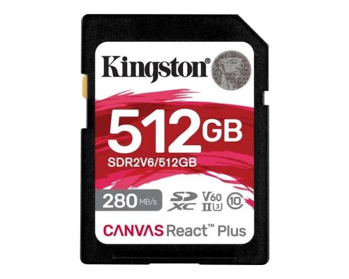 Карта пам'яті Kingston 512GB SDXC class 10 UHS-II U3 Canvas React Plus (SDR2V6/512GB)