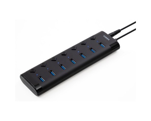 Концентратор Vinga USB3.0 to 7*USB3.0 1m cable with Switch and Power Adapter (VHA3A7B)