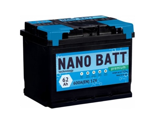 Акумулятор автомобільний NANO BATT Premium 62A +лів (1) 600А