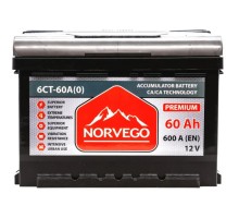 Акумулятор автомобільний NORVEGO ВЕСТА Premium 60A +прав (0) (600 пуск)