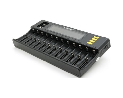 Зарядний пристрій для акумуляторів Liitokala 12 Slots+2, Ni-Mh/Li-ion/LiFePo4/Крона, LED+LCD (Lii-S12)