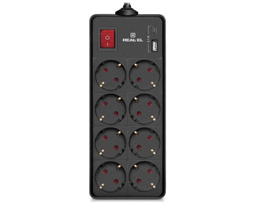 Мережевий подовжувач REAL-EL RS-PROTECT 805 5m, black (EL122300043)