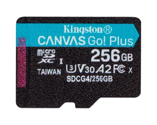 Карта пам'яті Kingston 256GB microSDXC сlass 10 UHS-I U3 V30 A2 Canvas Go Plus G4 (SDCG4/256GBSP)