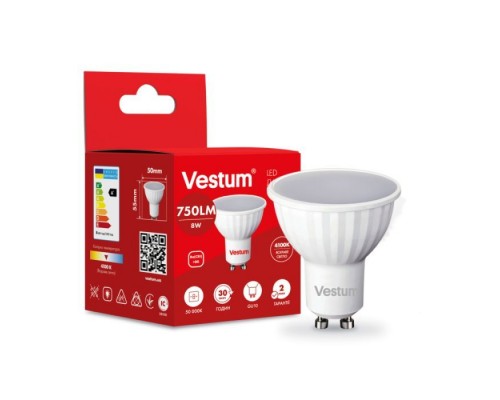Лампочка Vestum LED MR16 8W 4100K 220V GU10 (1-VS-1508)