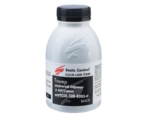 Тонер HP/Canon MPTCOL OS3 50г black (фасовка) Static Control (MPTCOL-50B-KOS3-P)