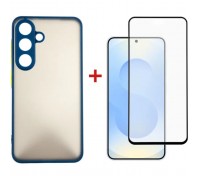 Чохол до мобільного телефона Dengos Kit Samsung Galaxy S25 Matte + glass (Blue) (DG-KM-142)