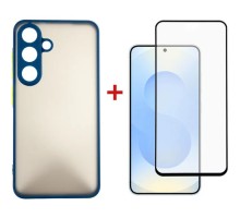 Чохол до мобільного телефона Dengos Kit Samsung Galaxy S25 Matte + glass (Blue) (DG-KM-142)