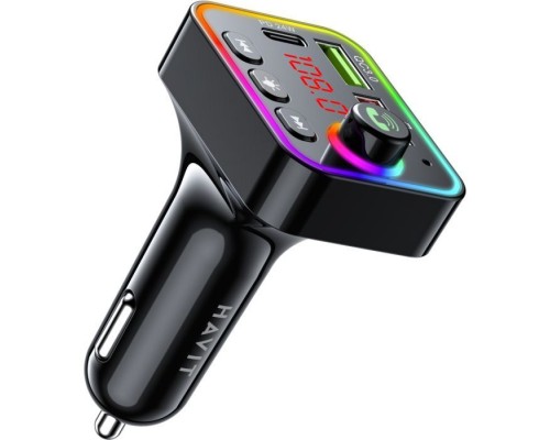 FM модулятор Havit HV-FM819BT USB-A+USB-C PD24W RGB Black (HV-FM819BT)