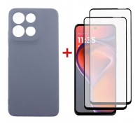 Чохол до мобільного телефона Dengos Motorola G15/G15 Power Carbon + glass 2pcs (Grey) (DG-CTG2P-17)