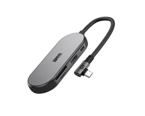 Концентратор Armorstandart Angle USB-C to HDMI 4K, RJ45, PD, 2USB, SD, microSD Grey (ARM86022)