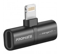 Перехідник Lightning M to 2xLightning F Audiо + Charge Promate (ihinge-lt.black)