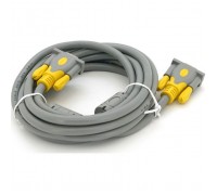 Кабель мультимедійний VGA M to VGA M 3.0m 1080P grey-yellow Merlion (YT-VGA(M)/(M)3+6GR-3m)