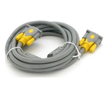 Кабель мультимедійний VGA M to VGA M 3.0m 1080P grey-yellow Merlion (YT-VGA(M)/(M)3+6GR-3m)