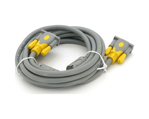 Кабель мультимедійний VGA M to VGA M 3.0m 1080P grey-yellow Merlion (YT-VGA(M)/(M)3+6GR-3m)