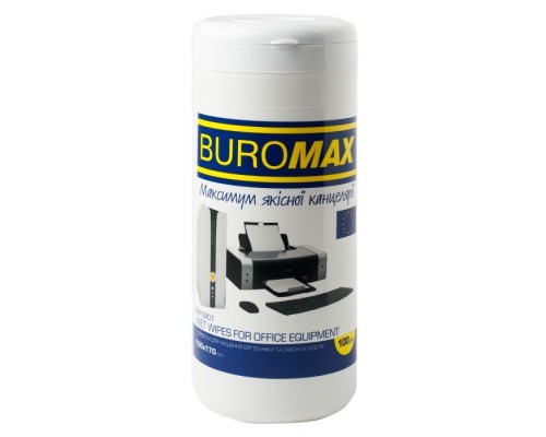 Серветки Buromax Wet wipes for OFFICE Equipment 100pcs, tube (BM.0801)
