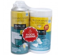 Стиснене повітря для чистки Patron spray duster 400ml F3-020 + wipes F3-028 (CS-PN-BUNDL-2)