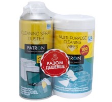 Стиснене повітря для чистки Patron spray duster 400ml F3-020 + wipes F3-028 (CS-PN-BUNDL-2)
