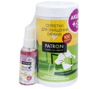 Універсальний чистячий набір Patron Screen wipes 100pcs F3-027 + Hand sanitizer 50ml (CS-PN-F3-050-2)