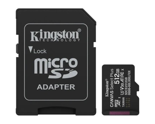 Карта пам'яті Kingston 512GB microSDXC class 10 UHS-I U3 V30 A1 Canvas Select Plus (SDCS3/512GB)