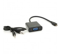 Перехідник micro HDMI M to VGA F + Audio 0.3m 4K/2K black Voltronic (YT-C-mHDMI(M)/VGA(F)+AUX)