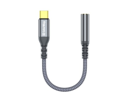 Перехідник USB-C to 3.5mm F 0.14m gray ColorWay (CW-AD-CJ)