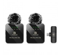 Мікрофон Puluz для телефону приймач Type-C і два мікрофони Black (PU648B)