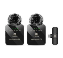 Мікрофон Puluz для телефону приймач Type-C і два мікрофони Black (PU648B)