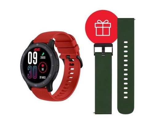 Смарт-годинник 2E Motion GT2 47mm Black-red + ремінець зелений (2E-CWW21BKRD-WS)