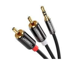 Кабель мультимедійний 3.5mm M to 2xRCA M 1.0m AV116 black Ugreen (10749)