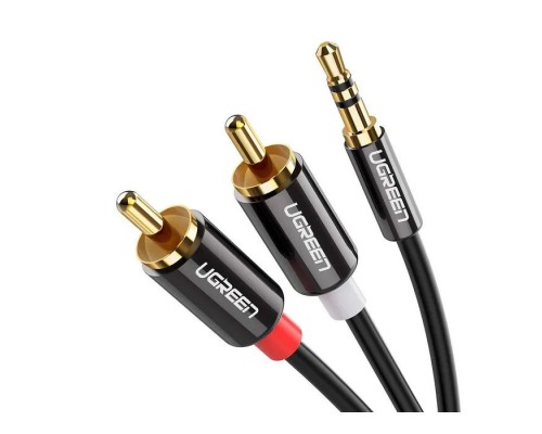 Кабель мультимедійний 3.5mm M to 2xRCA M 1.0m AV116 black Ugreen (10749)