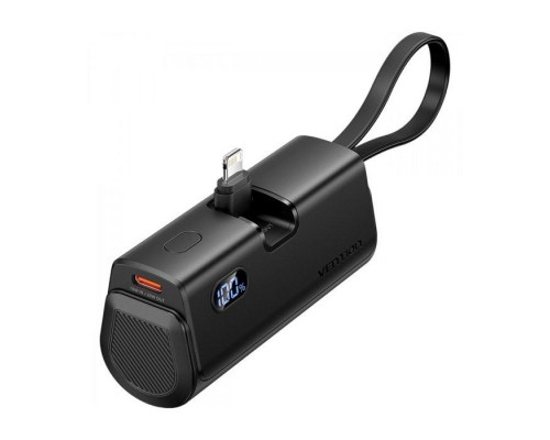 Батарея універсальна Vention 4800mAh 22,5W PD, USB-C In/Out, LED display, with built-in Lightning cable Black (FHRB0)