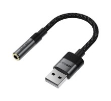 Перехідник USB AM to 3.5mm F 0.15m black Acefast (6974316285298)