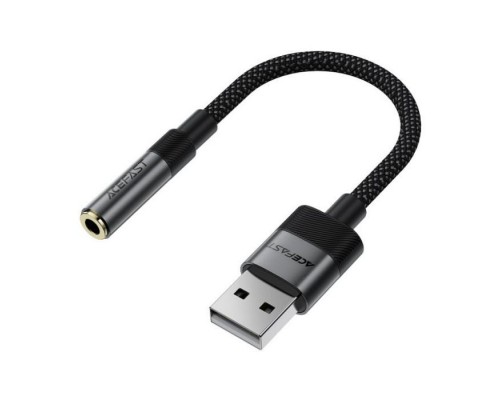 Перехідник USB AM to 3.5mm F 0.15m black Acefast (6974316285298)