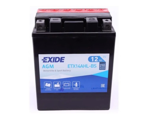 Акумулятор автомобільний EXIDE AGM 12Ah (+/-) (210EN) (ETX14AHL-BS)