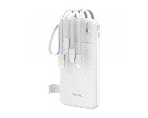 Батарея універсальна Dudao 10000mAh K11 10W, USB-A, USB-C, microUSB, with USB-A/USB-C/Lightning/MicroUSB cables White (6977196681860)