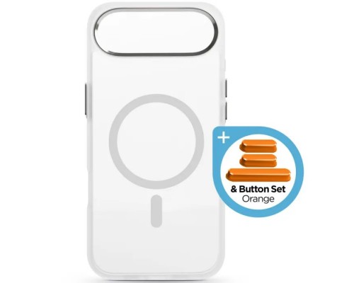 Чохол до мобільного телефона Armorstandart Unit MagCase Apple iPhone 17 Air Clear Silver + Orange Button Set (ARM90583)