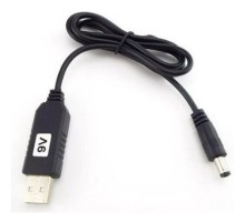 Кабель живлення USB to DC 5.5x2.1mm 9V 1.0m black Power Boost (1070990)
