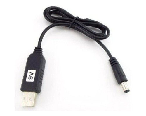 Кабель живлення USB to DC 5.5x2.1mm 9V 1.0m black Power Boost (1070990)