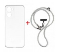 Чохол до мобільного телефона Dengos Case + Cross-body Strap Motorola G06/G06 Power Clear+Grey (DG-KM-CCRB-29)
