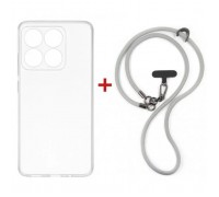 Чохол до мобільного телефона Dengos Case + Cross-body Strap Motorola G17/G17 Power Clear+Grey (DG-KM-CCRB-31)