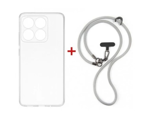 Чохол до мобільного телефона Dengos Case + Cross-body Strap Motorola G17/G17 Power Clear+Grey (DG-KM-CCRB-31)