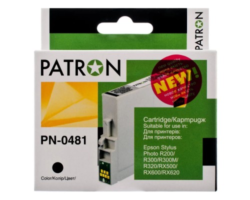 Картридж Patron для EPSON R200/300 BLACK (PN-0481) (CI-EPS-T048140-B-PN)